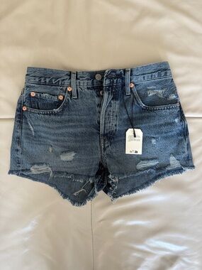 Levi’s 501 Distressed Dark Denim Shorts